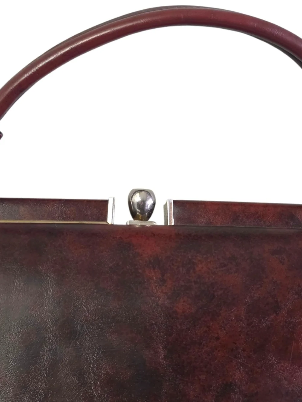 Vintage 1960s Doctor Bag Genuine Leather Frame Satchel Brown Structured Handle